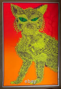 ELECTRIC CAT VINTAGE 1970s BLACKLIGHT POSTER COCORICO GRAPHICS By Joe Roberts Jr