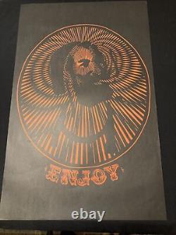 ENJOY Vtg Deadstock ZIG-ZAG MAN MARIJUANA 70s Vtg BLACKLIGHT NOS POSTER Trippy