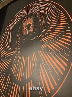 ENJOY Vtg Deadstock ZIG-ZAG MAN MARIJUANA 70s Vtg BLACKLIGHT NOS POSTER Trippy