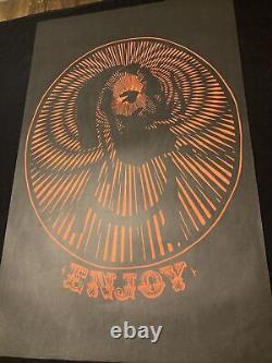 ENJOY Vtg Deadstock ZIG-ZAG MAN MARIJUANA 70s Vtg BLACKLIGHT NOS POSTER Trippy