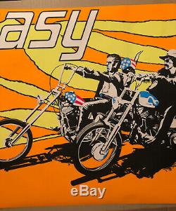 Easy Rider Original Vintage Blacklight Poster Fonda Hopper Easy Cycle 60s Movíe