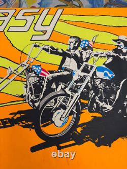 Easy rider blacklight poster peter fonda Dennis hopper movie 1969 Motorcycle