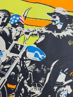 Easy rider blacklight poster peter fonda Dennis hopper movie 1969 Motorcycle