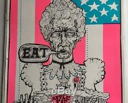 Eat Vintage Blacklight Poster Grandma America Dunham & Deatherage Apple Pie 60's