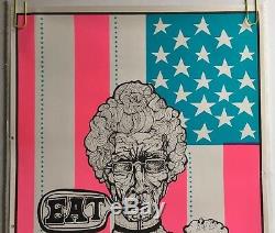 Eat Vintage Blacklight Poster Grandma America Dunham & Deatherage Apple Pie 60's
