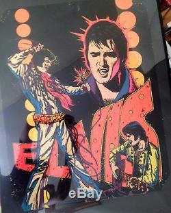 Elvis Presley Vintage Black Light Poster 1975 Dynamic Velvet