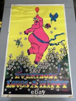 Everybody Loves A Hippy Black Light Psychedelic Vintage Poster 1971 Cng2960