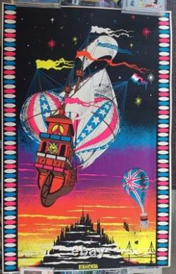 Exodus Vintage Blacklight Poster, 1971 Hot Air Balloons, Psychedelic,'70s