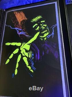 Extremely Rare Vintage 1975 Frankenstein Flocked Blacklight Poster