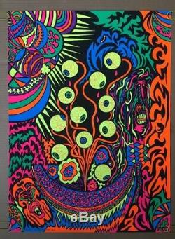 Eyeballs Vintage Blacklight Poster Psychedelic Eyes Pin-up 1970's Eye Trippy 70s