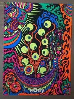 Eyeballs Vintage Blacklight Poster Psychedelic Eyes Pin-up 1970's Eye Trippy 70s