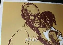FATHERS LOVE 1960s VINTAGE SILK SCREENED ORIGINAL ART POSTER By EARL NEWMAN -Tan
