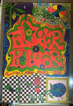 FLOWER POWER SPEED KILLS VINTAGE 1970's BLACKLIGHT HEADSHOP POSTER By GLATE