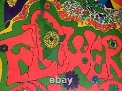 FLOWER POWER SPEED KILLS VINTAGE 1970's BLACKLIGHT HEADSHOP POSTER By GLATE