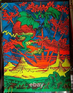 FLYING SOUND VINTAGE 1971 BLACKLIGHT HEADSHOP POSTER By HOUSTON DISTRIBUTING