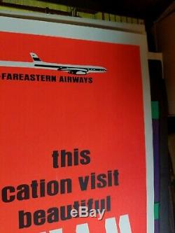 FLY FAREASTERN AIRLINES VIETNAM WAR 1970's VINTAGE BLACKLIGHT NOS POSTER -NICE
