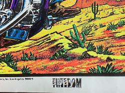 FREEDOM RIDER VINTAGE 1972 BLACKLIGHT MOTORCYCLE BIKER POSTER By Barry Hanson