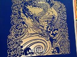 FREEHAND ART 1992 VINTAGE HIPPIE BLACKLIGHT POSTER SIGNED By STANLEY MOUSE