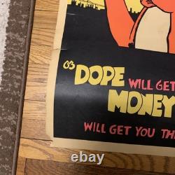 FREEWHEELIN' FRANKLIN NO MONEY NO DOPE 1970's VINTAGE BLACKLIGHT POSTER 35x23