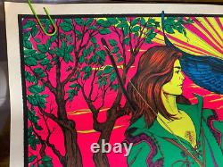 Falcon Hunter Vintage 1971 Headshop Blacklight Pacific Screen Poster -nice