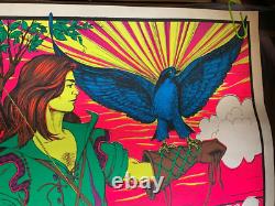 Falcon Hunter Vintage 1971 Headshop Blacklight Pacific Screen Poster -nice