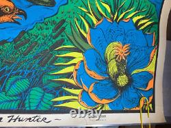 Falcon Hunter Vintage 1971 Headshop Blacklight Pacific Screen Poster -nice
