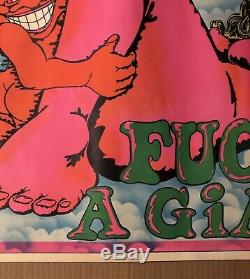 Fck A Giant Vintage Black Light Poster Neon Retro 1970s Clouds LA