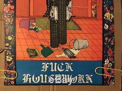 Fck House Work Vintage Black Light Poster Pin-up Woman Motorcycle Kitchen King