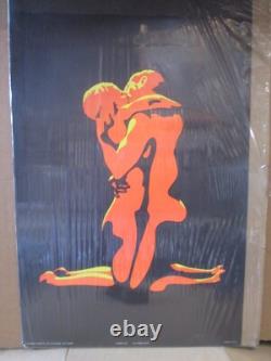 Flaming Love Vintage embrace black light Poster 1970's make love not war 20278