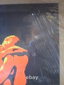 Flaming Love Vintage embrace black light Poster 1970's make love not war 20278