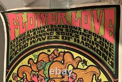Flower Love Vintage Original 1967 Blacklight Rare Poster