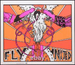 Fly United RARE VTG Blacklight Head Shop Poster Hookah 60s Psychedelic drugs