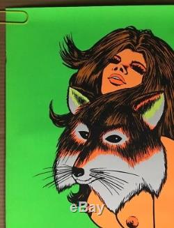 Foxy Lady Blacklight Vintage Poster Pin-up 1970s Psychedelic Fox Lady Animal
