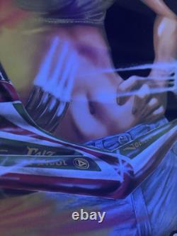 Foxy Mean Machine BLACKLIGHT POSTER 32 Rare NOS Vtg 70s Flocked Drag Racing