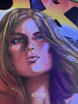 Foxy Mean Machine BLACKLIGHT POSTER 32 Rare NOS Vtg 70s Flocked Drag Racing