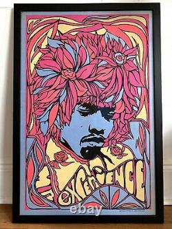 Framed 1967 Jimi Hendrix Screen-Printed Blacklight Poster (Pandora Productions)