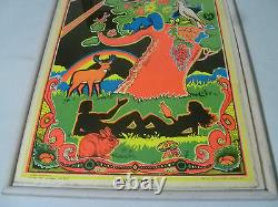 Framed 1970 John Charles 111 Love Tree Black Light Poster Vintage Lovbird Hippie