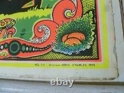 Framed 1970 John Charles 111 Love Tree Black Light Poster Vintage Lovbird Hippie