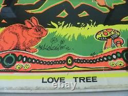 Framed 1970 John Charles 111 Love Tree Black Light Poster Vintage Lovbird Hippie