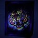 Framed Vintage 1970s Velvet Blacklight Bengal Tiger Poster Mcm Art