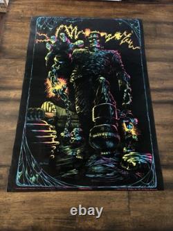 Frankenstein BLACKLIGHT POSTER 32 NOS Vtg 70s Flocked NOS Nate Owens 1975