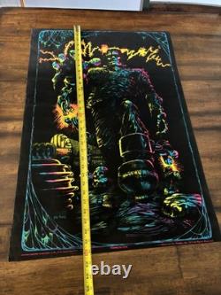 Frankenstein BLACKLIGHT POSTER 32 NOS Vtg 70s Flocked NOS Nate Owens 1975