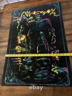 Frankenstein BLACKLIGHT POSTER 32 NOS Vtg 70s Flocked NOS Nate Owens 1975