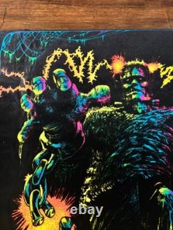Frankenstein BLACKLIGHT POSTER 32 NOS Vtg 70s Flocked NOS Nate Owens 1975