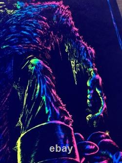 Frankenstein BLACKLIGHT POSTER 32 NOS Vtg 70s Flocked NOS Nate Owens 1975