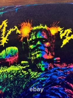 Frankenstein BLACKLIGHT POSTER 32 NOS Vtg 70s Flocked NOS Nate Owens 1975