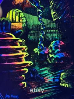 Frankenstein BLACKLIGHT POSTER 32 NOS Vtg 70s Flocked NOS Nate Owens 1975