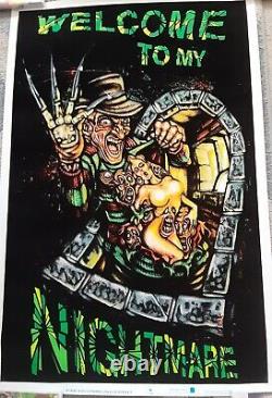 Freddy Krueger Blacklight Poster Flocked Nightmare On Elm Street Vintage RARE