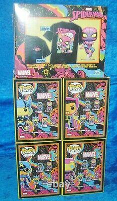 Funko Pop Marvel Black Light Set Iron Man Thor Spiderman Posters Cups Backpack
