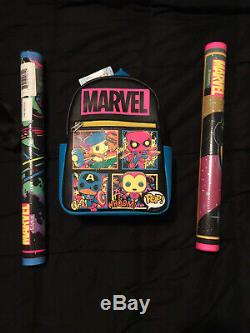 Funko Pop Marvel Blacklight BACKPACK AND POSTERS BUNDLE LOT TARGET In Hand NWT